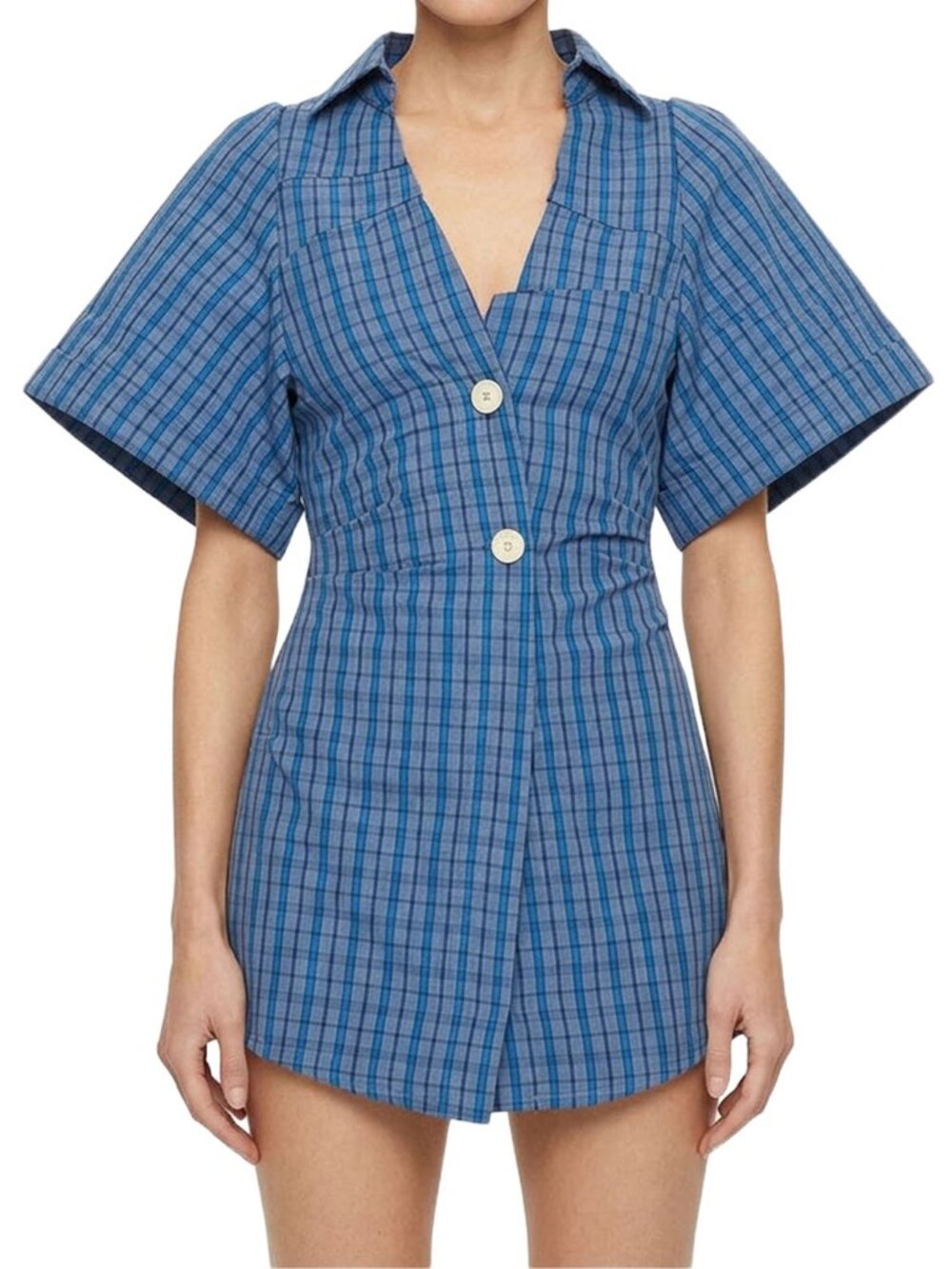 Jacquemus Les Santons de Provence Blue Plaid Avant-Garde Mini Dress FR 36